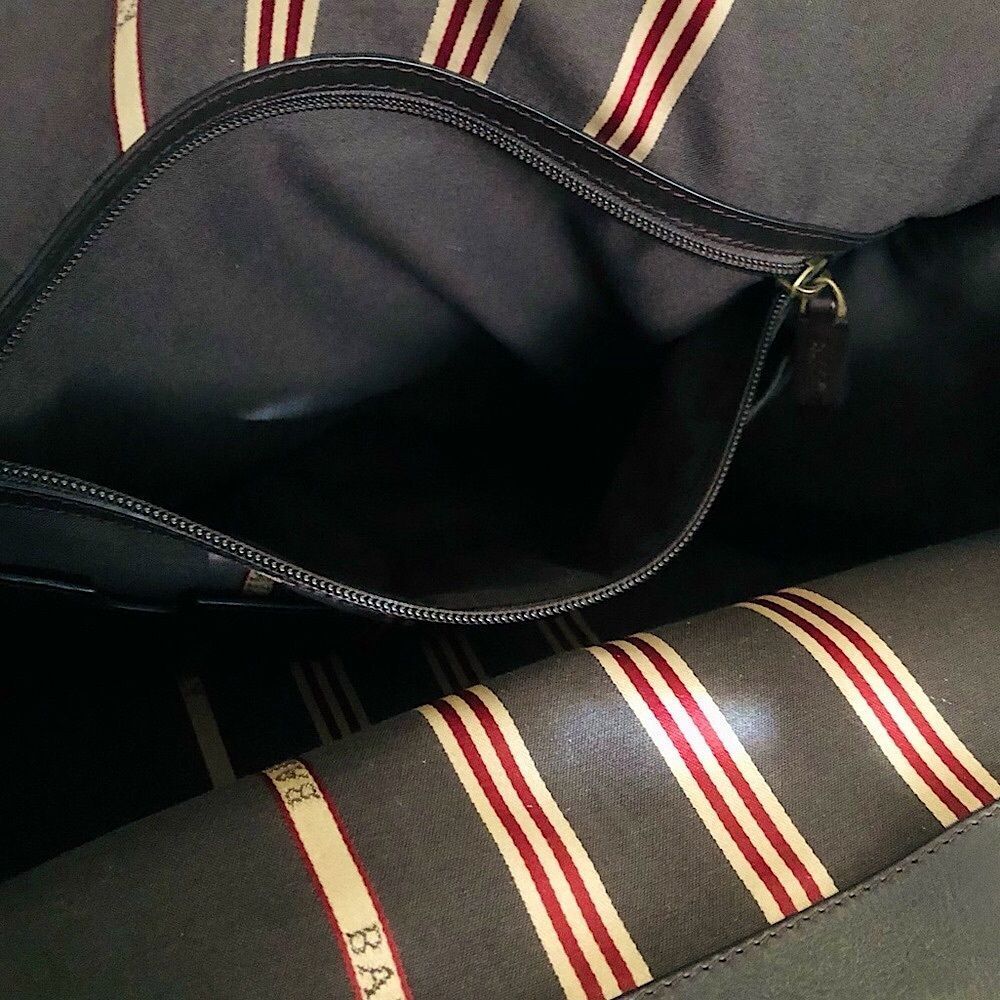 BALLY Brown Leather Trainspotting Work Bag Red Stripe Adjustable Shoulder Strap - Picture 11 of 16